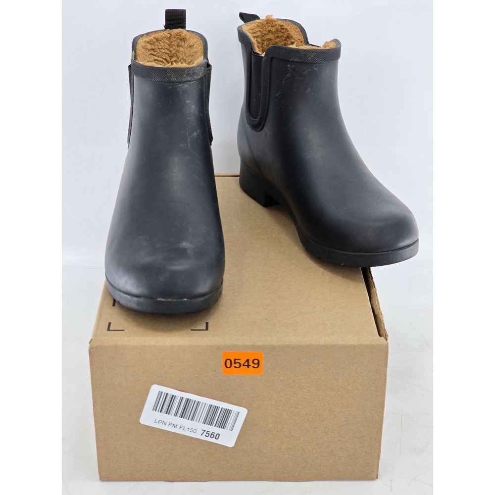 Chooka Rain Boots Women Size 10 Black Faux Fur Lined Chelsea - Good